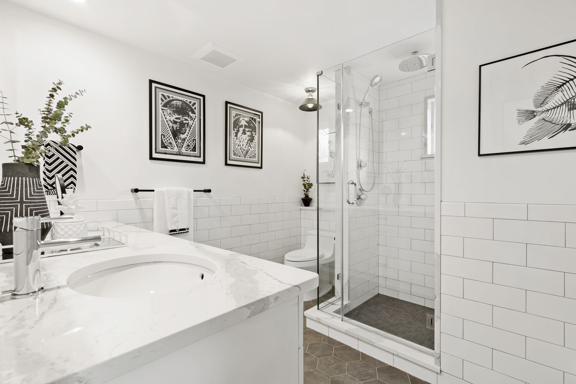 Open Concept Bathroom with Glass Shower - NDA Kitchens